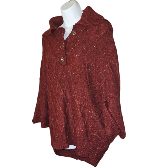 St. John's Bay - Asymmetrical Short Sleeve Poncho Pullover Sweater - S - Picture 5 of 9